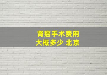 肾癌手术费用大概多少 北京